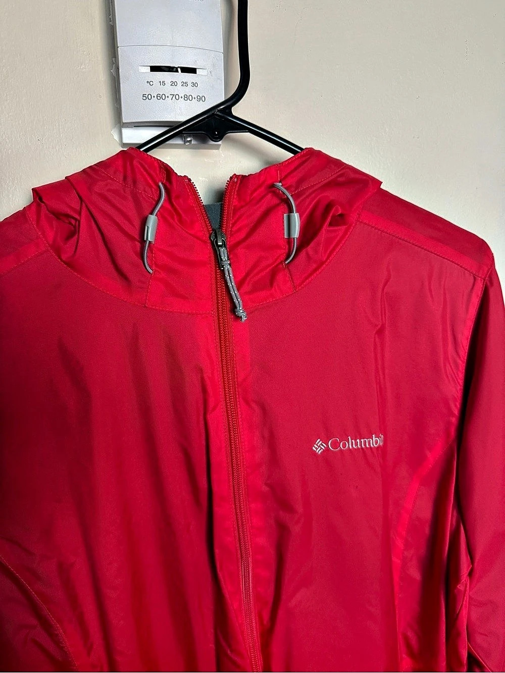 Columbia Red Hooded Windbreaker Jacket